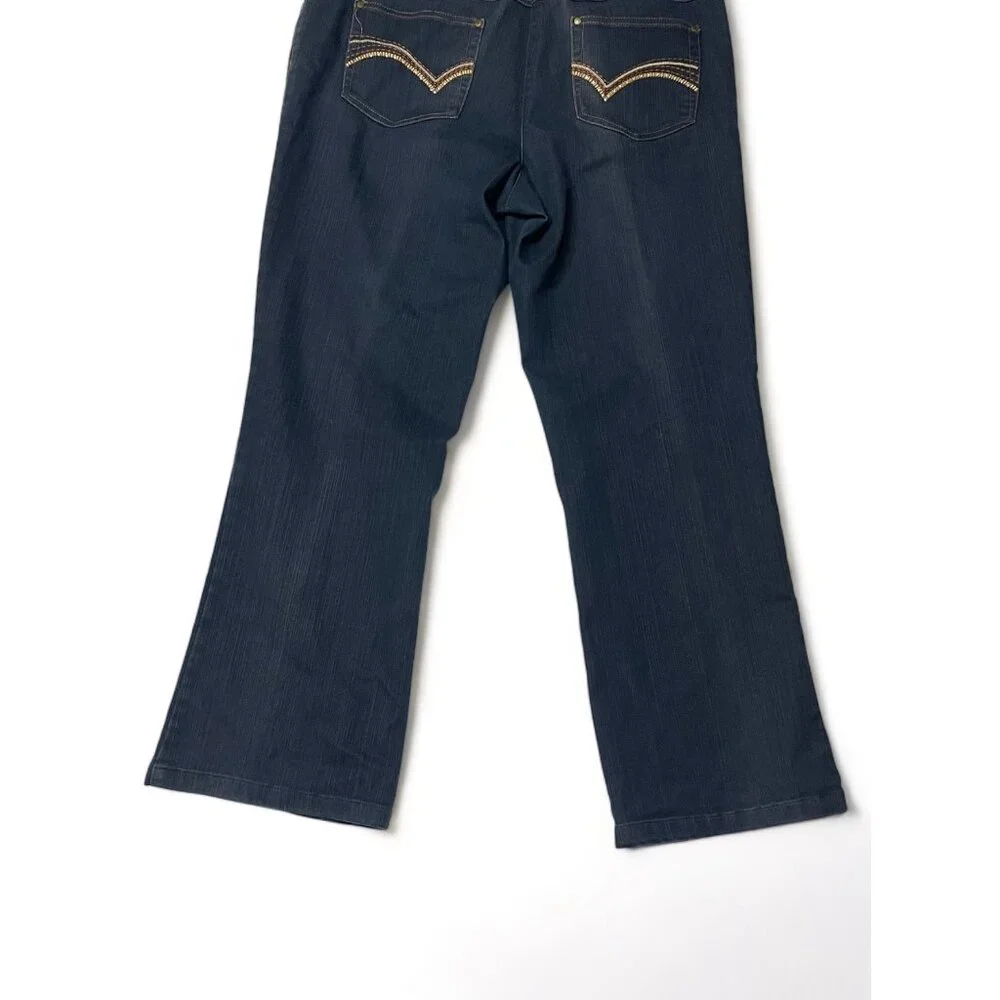 TanJay Women's Petites Dark Wash Denim Bootcut Jeans, Size 10P - Picture 8 of 16